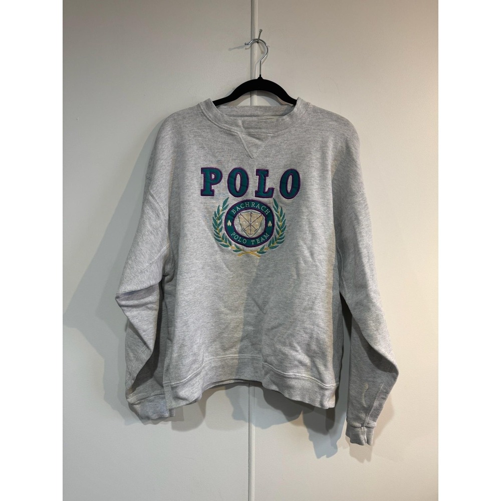 Vintage Galt‎ Sand Sweatshirt Mens Medium Gray Bachrach Polo Team Fleece USA 80s